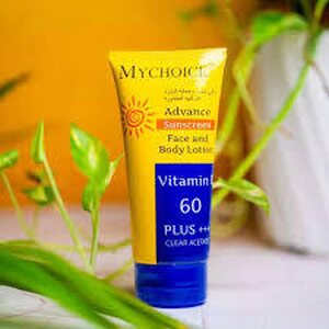 MY CHOICE ADVANCE SUNSCREE FACE AND BODY LOTION WITH VITAMIN E 60 PLUS+++ CLEAR ACETATE 150ml