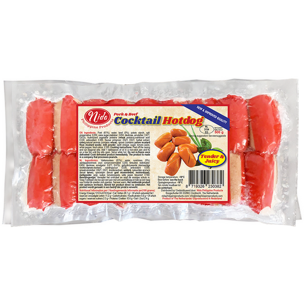 Nida Deep-frozen & cooked ( pork & beef ) Cocktail Hotdog 450g